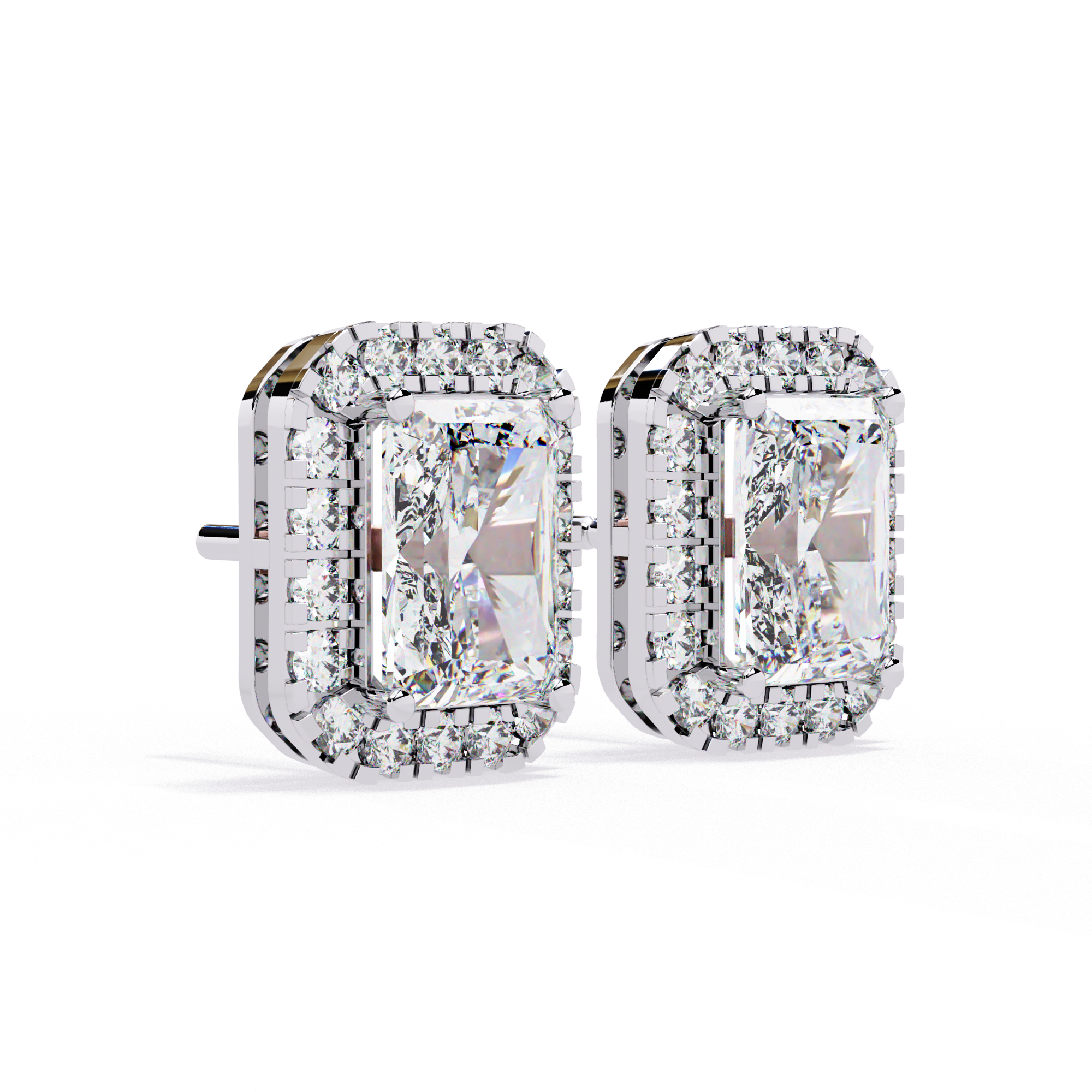 Silver Sparkling Frame Earrings