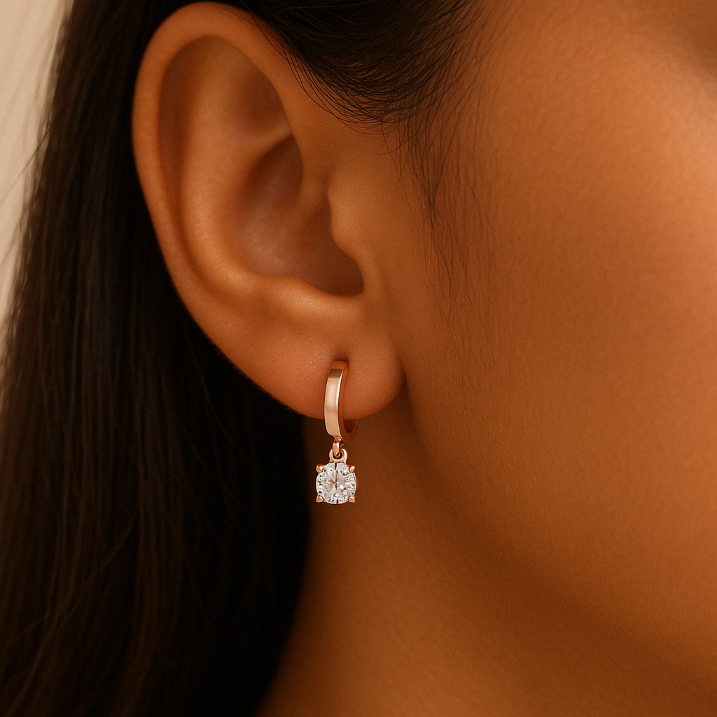 Snow Crystal Earrings-Rose Gold
