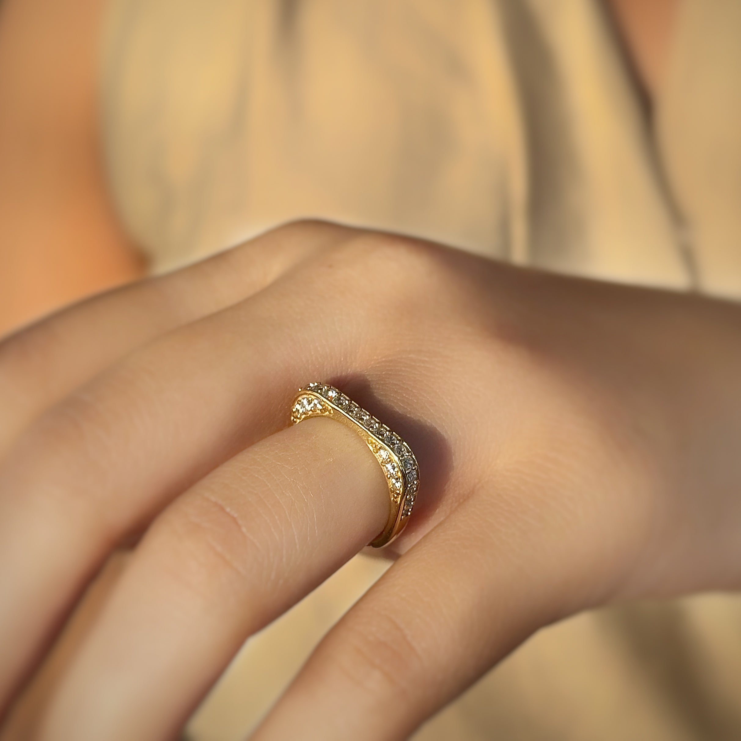 Shimmy Studded Hoop Ring - Gold