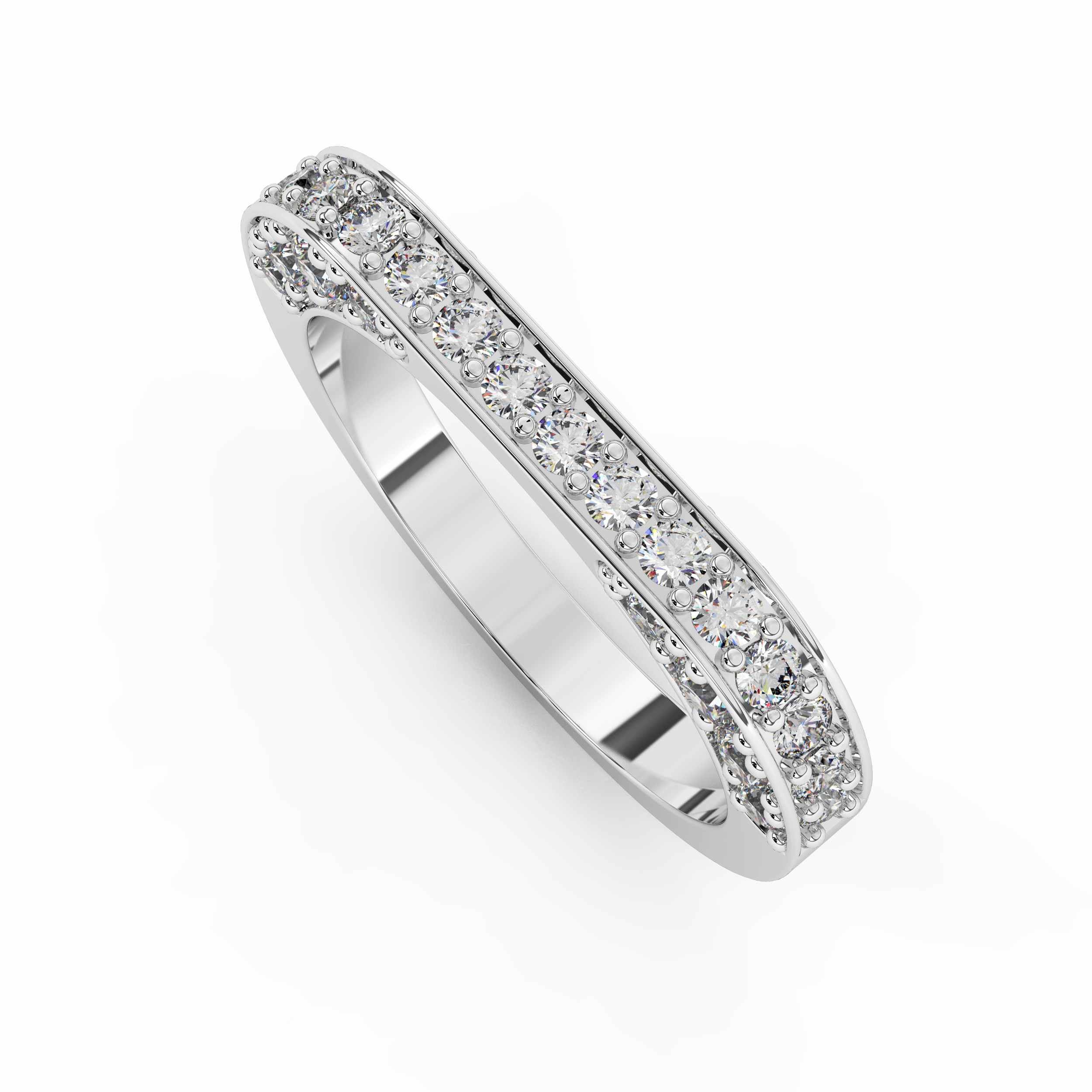 Shimmy Studded Hoop Silver Ring