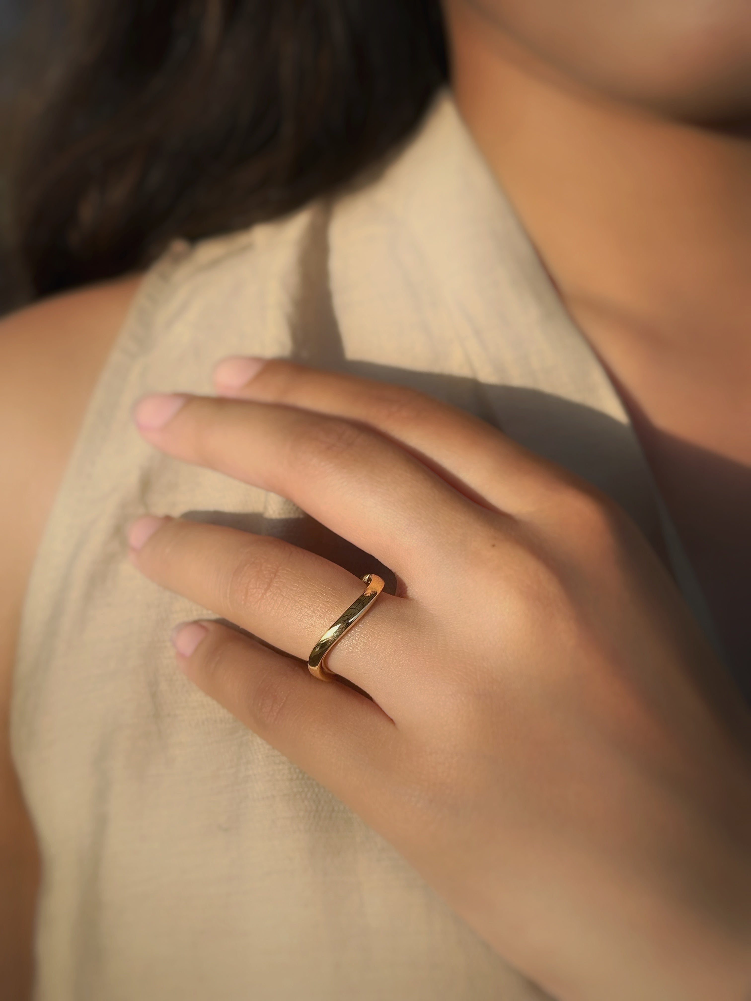 Golden Curve Ring