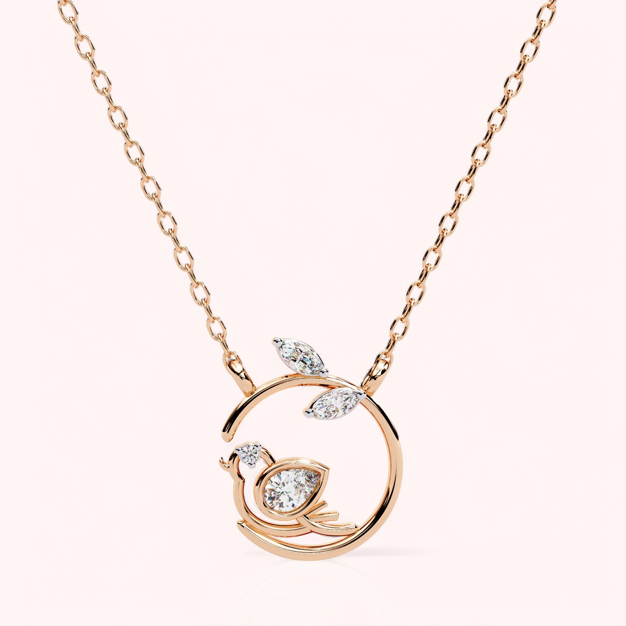 Birdsong Circle Pendant-Rose Gold
