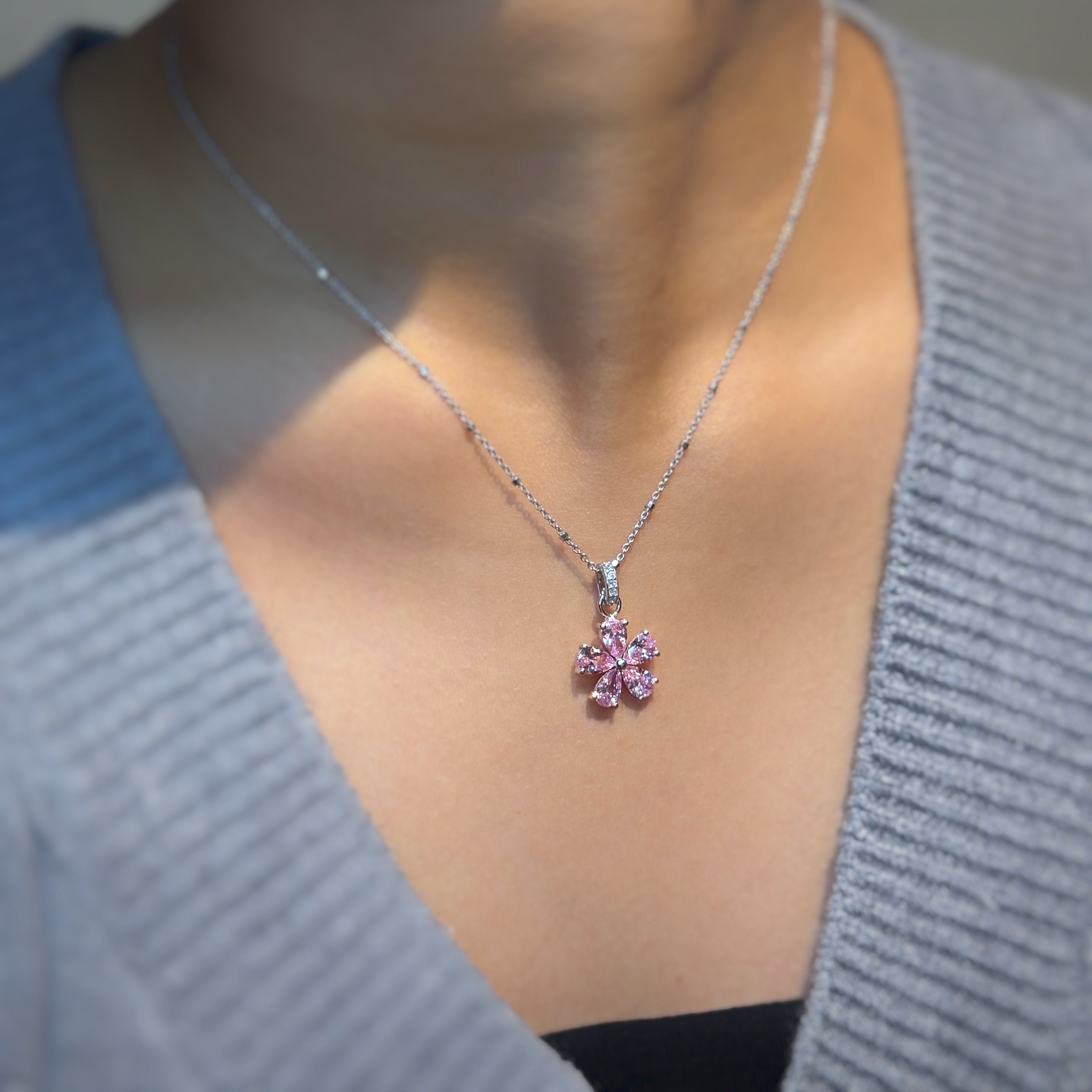 Pink flower necklace