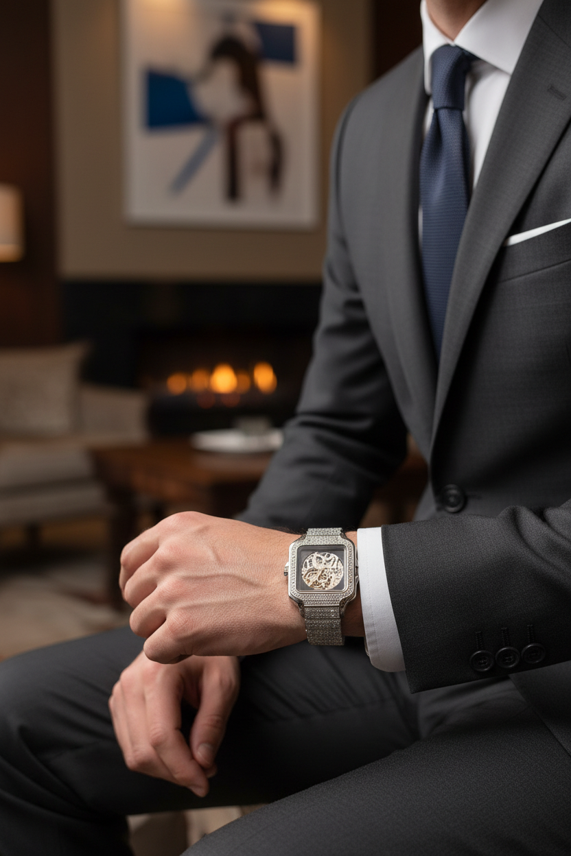 Diamond studded watch