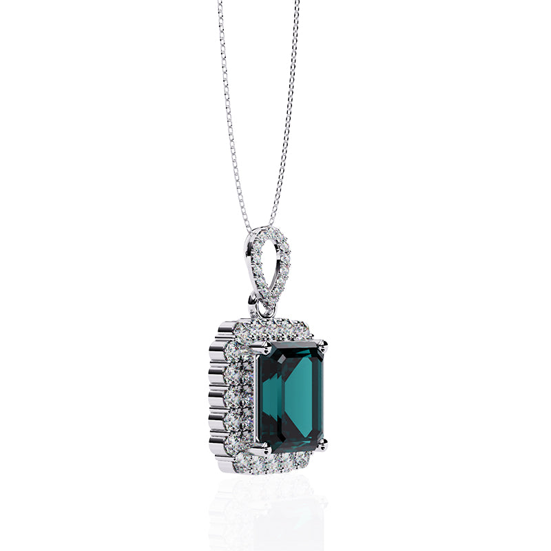 Emerald Stone Silver Chain