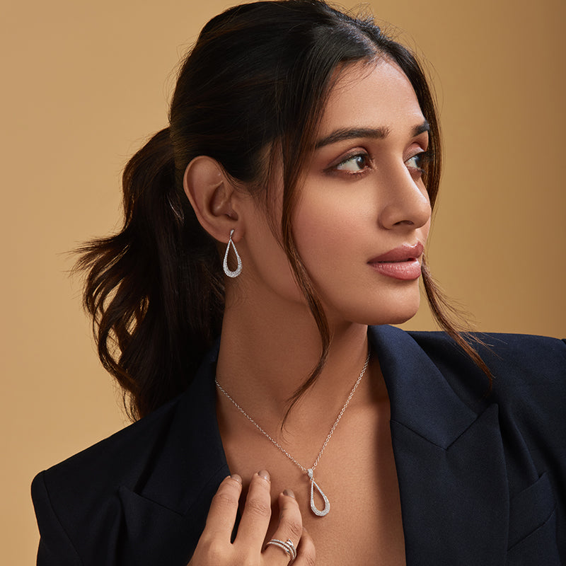 Silver Drop Jewellery Necklaces Earrings