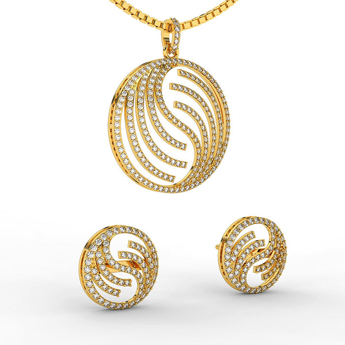 Gold Plated Silver Necklace Earrings Set