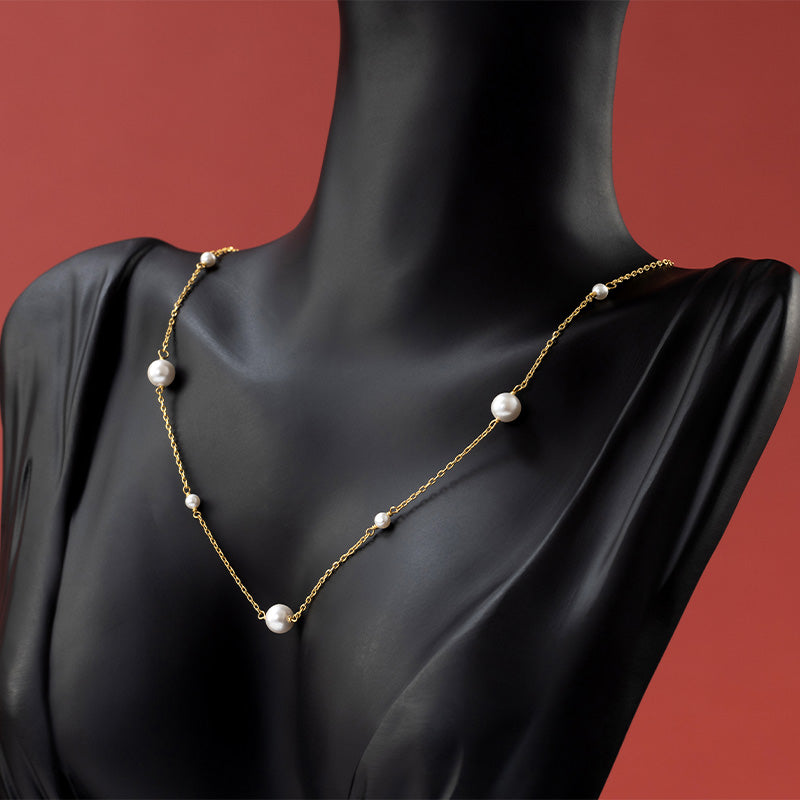 18kt Gold Pearl Necklace Set
