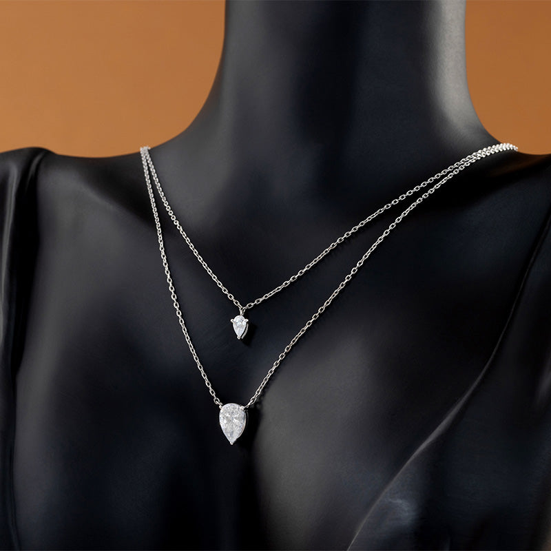 Twin Dew Drops Silver Necklace