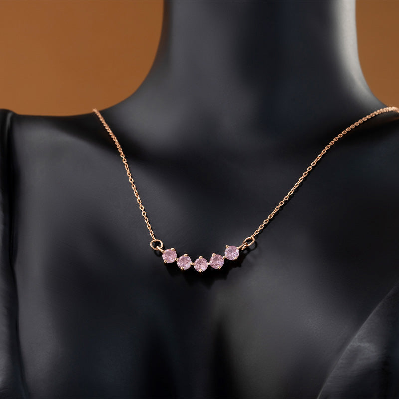 Rose Gold Pink Stone Necklace