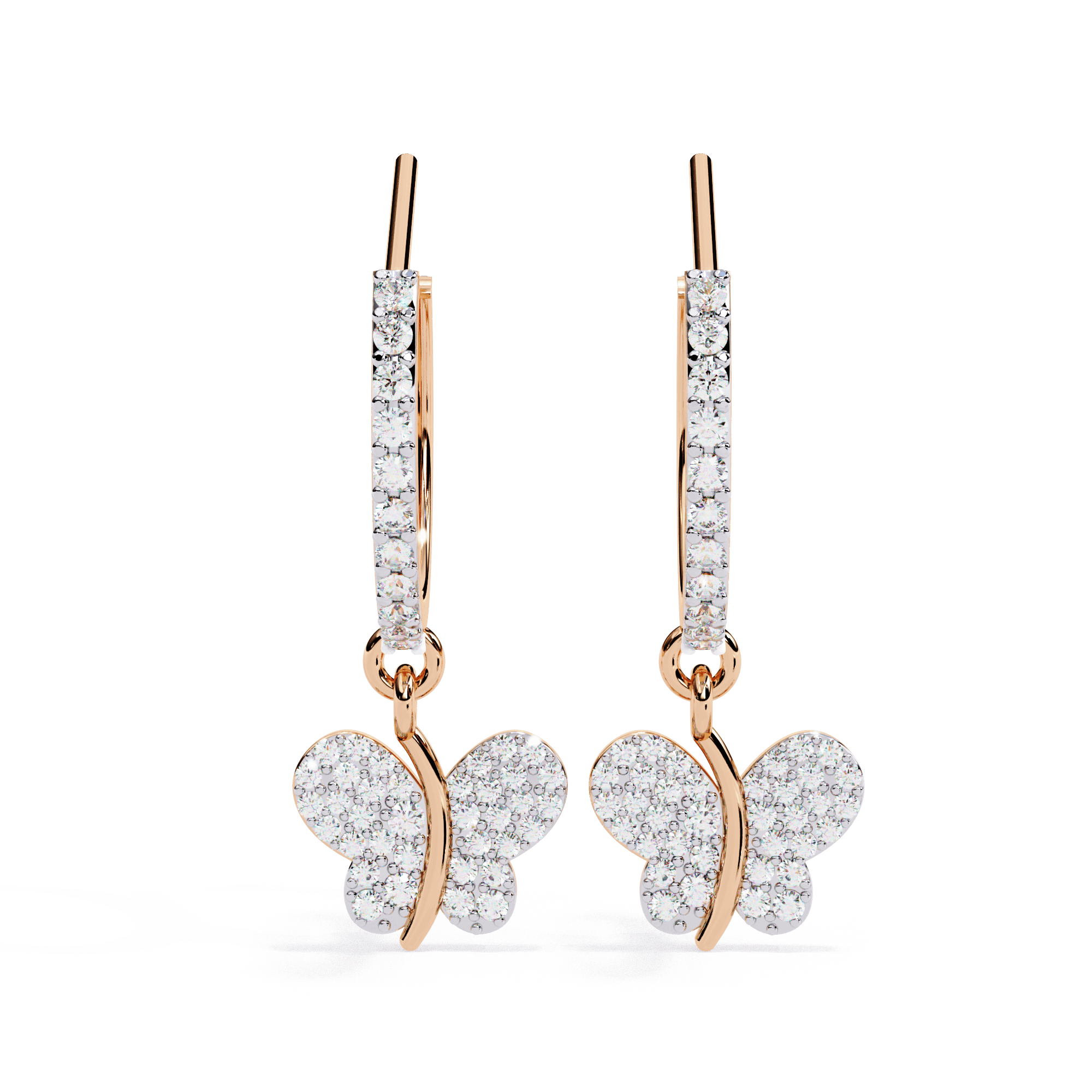 Glitterfly Rose Gold Earrings
