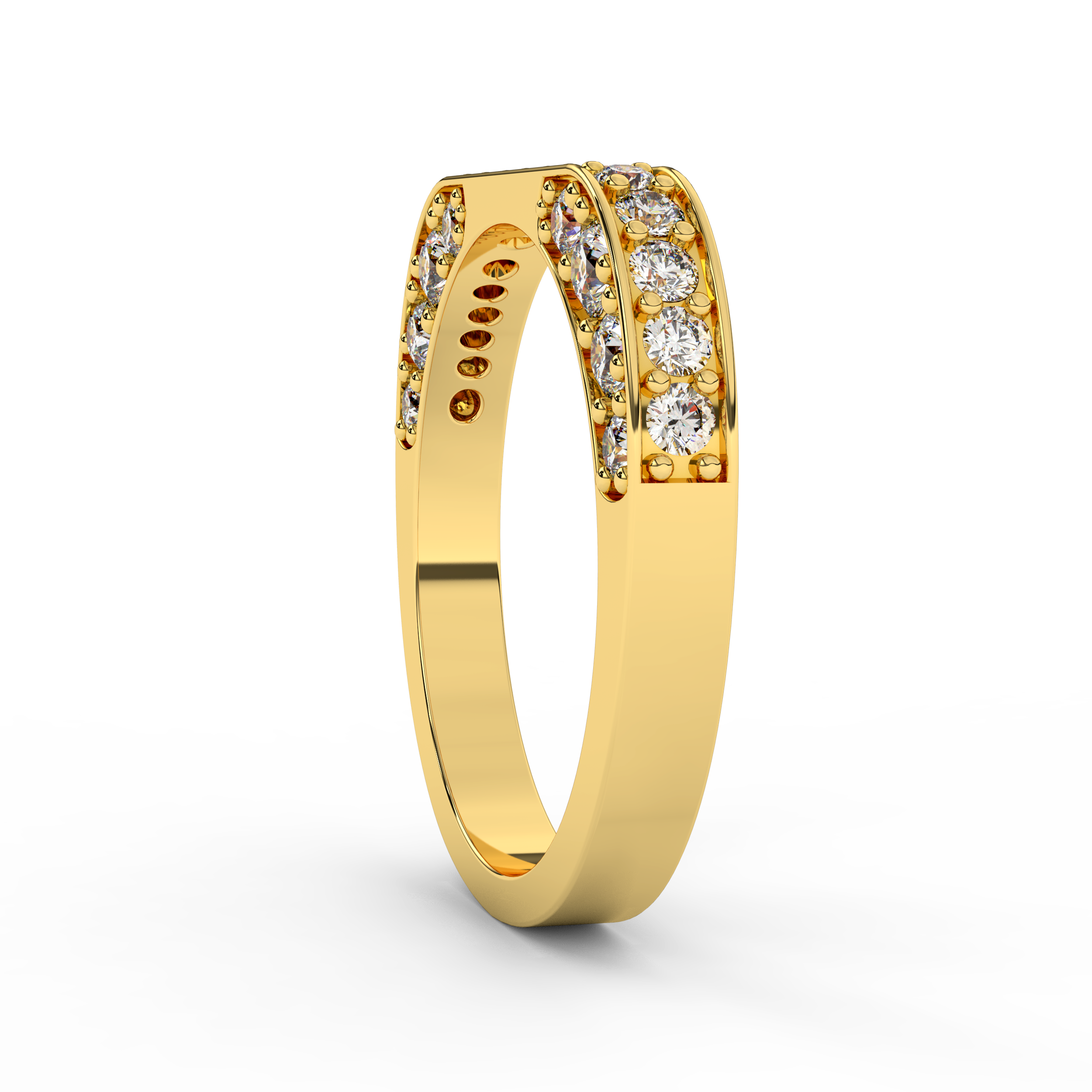 18KT Gold Shimmy Studded Hoop Ring For Casual Outings