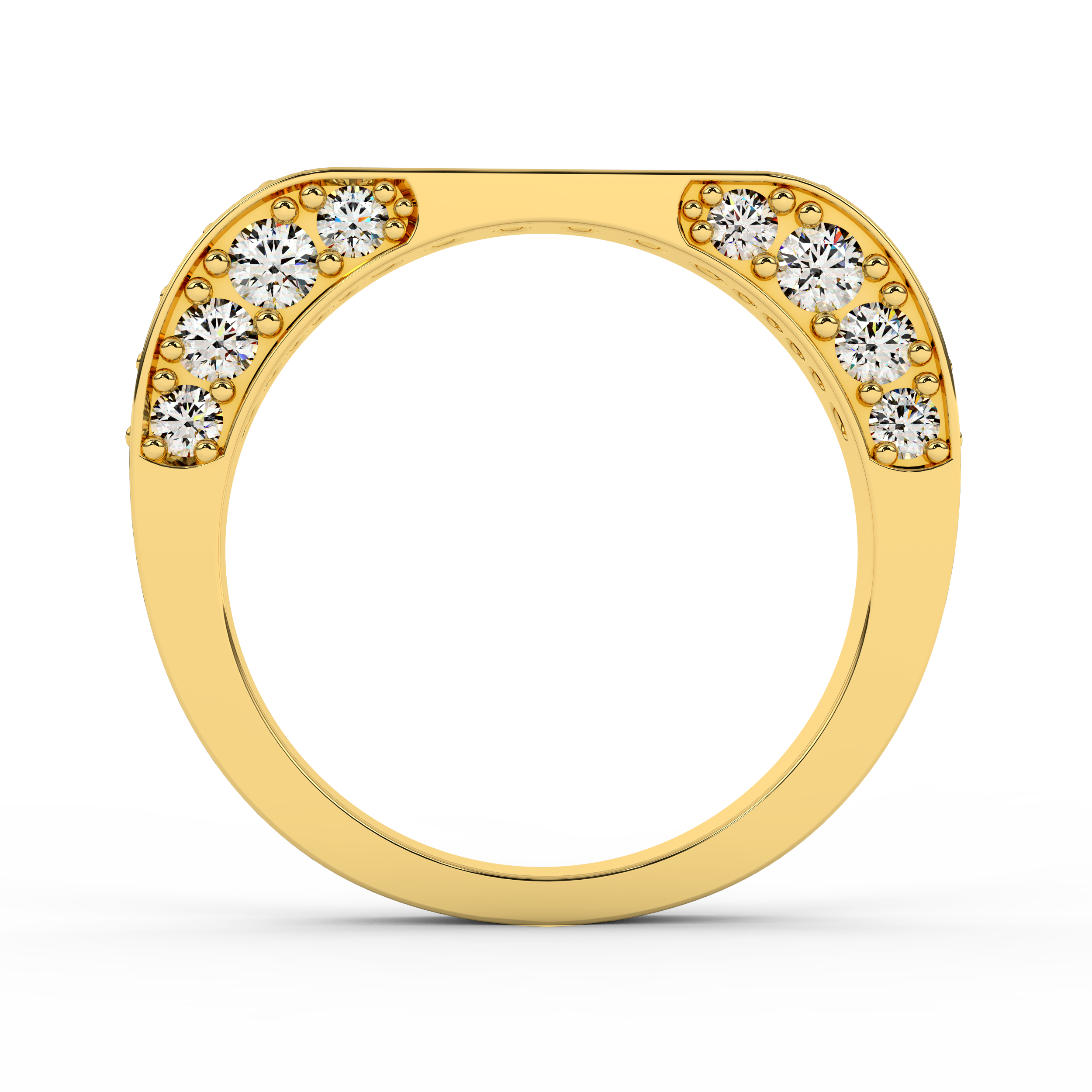 18KT Gold Shimmy Studded Hoop Ring For Everyday  Wear