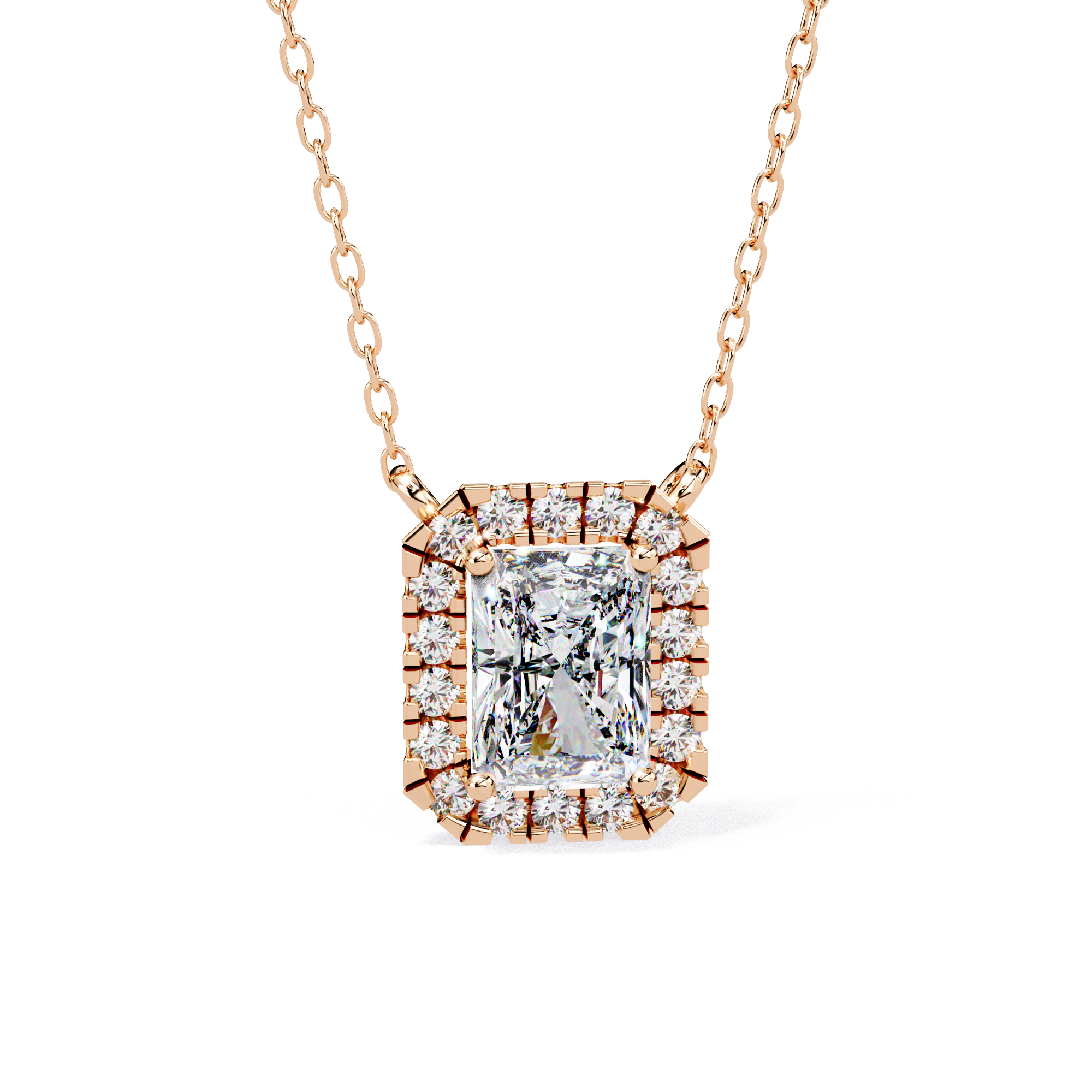 Sparkling Frame Necklace -   Rose Gold