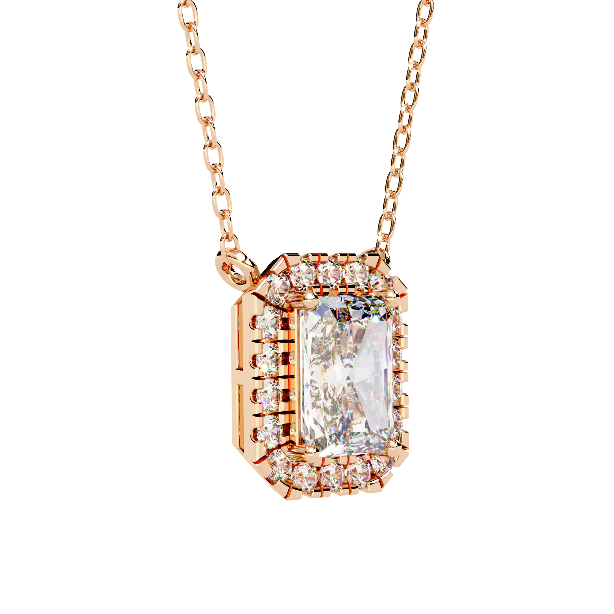 Sparkling Frame Necklace -   Rose Gold