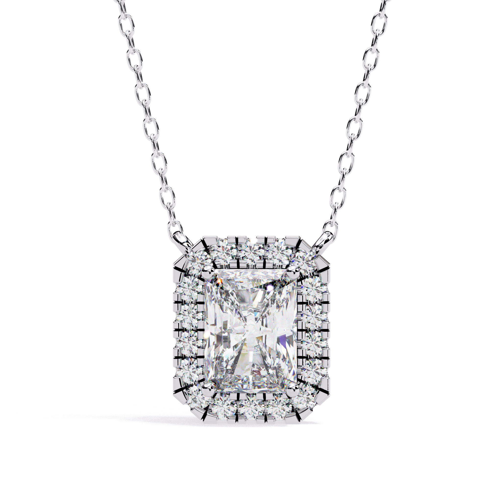 Sparkling Frame Necklace - Silver