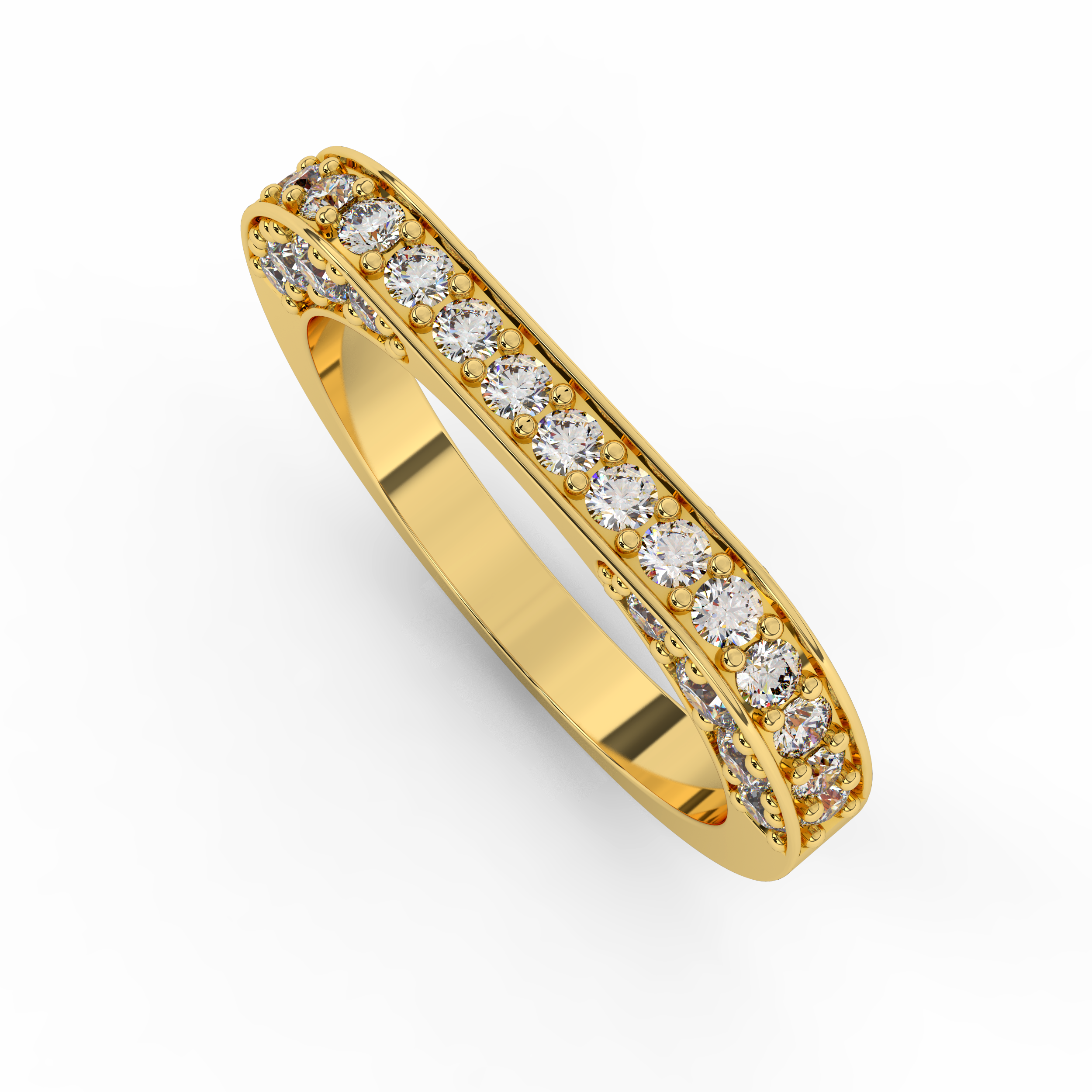 18KT Gold Shimmy Studded Hoop Ring