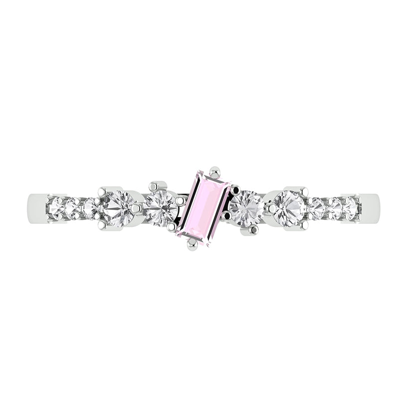 Pink Stones Ring with 925 Sterling Silver