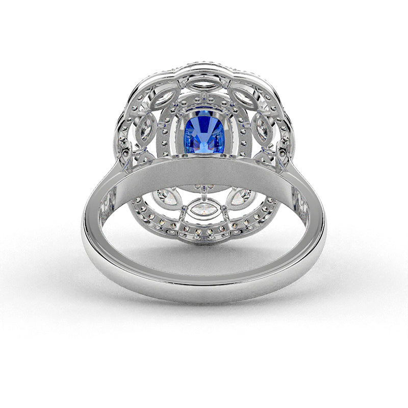 Dreamy Lazuli Silver Ring With Rhodium