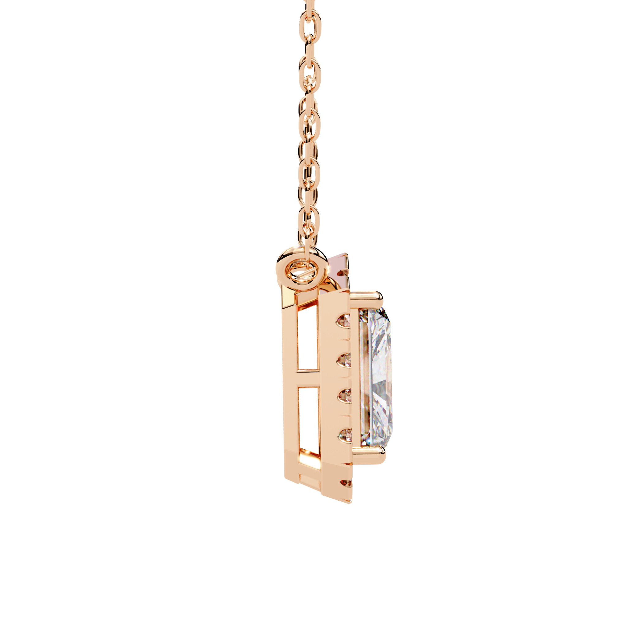 Sparkling Frame Necklace -   Rose Gold