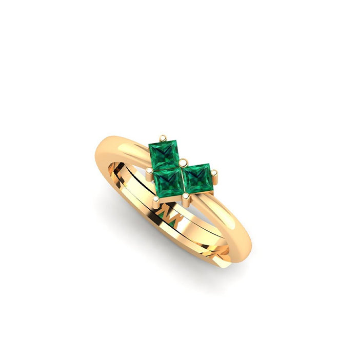 Gilded Green heart 18KT Gold Ring