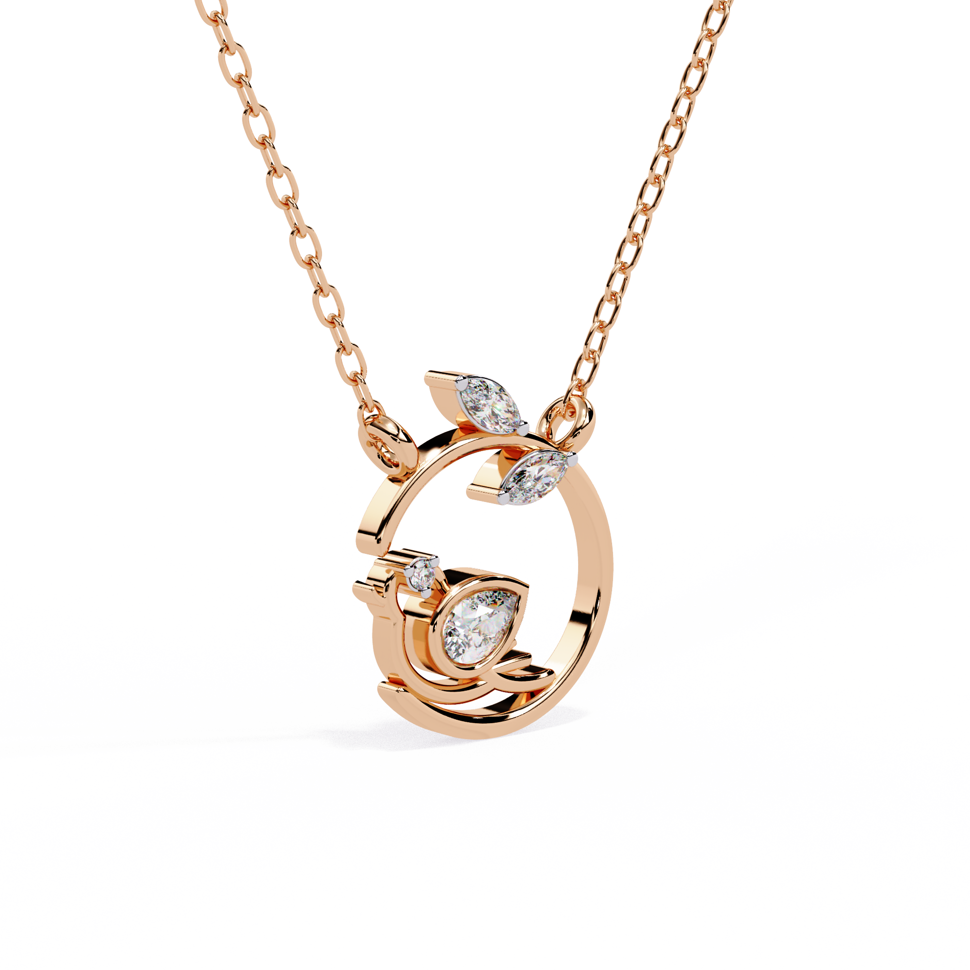 Birdsong Circle Pendant-Rose Gold