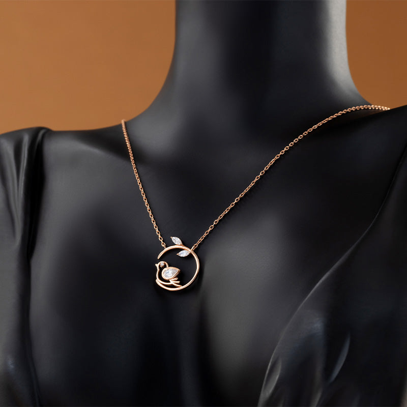 Birdsong Circle Pendant-Rose Gold