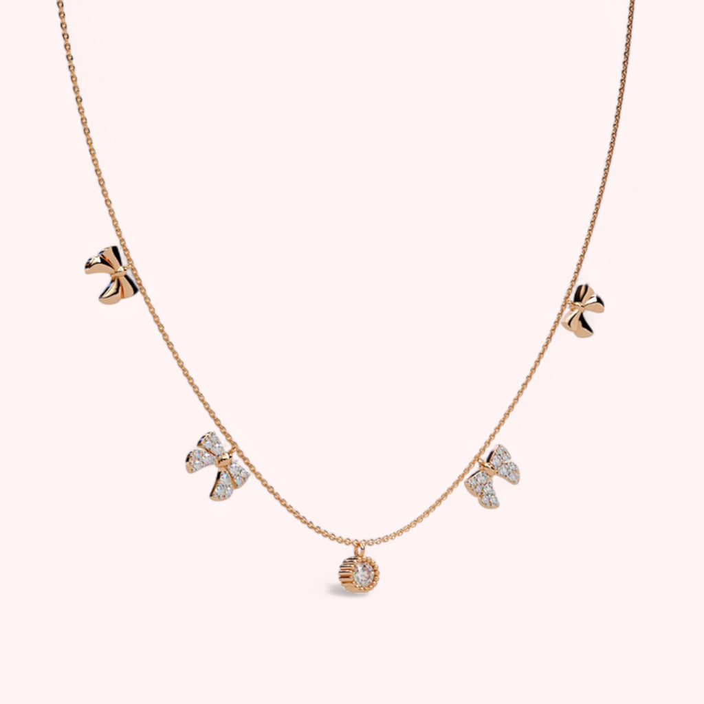 Pookie Ribbon Necklace, Playful Silver Design