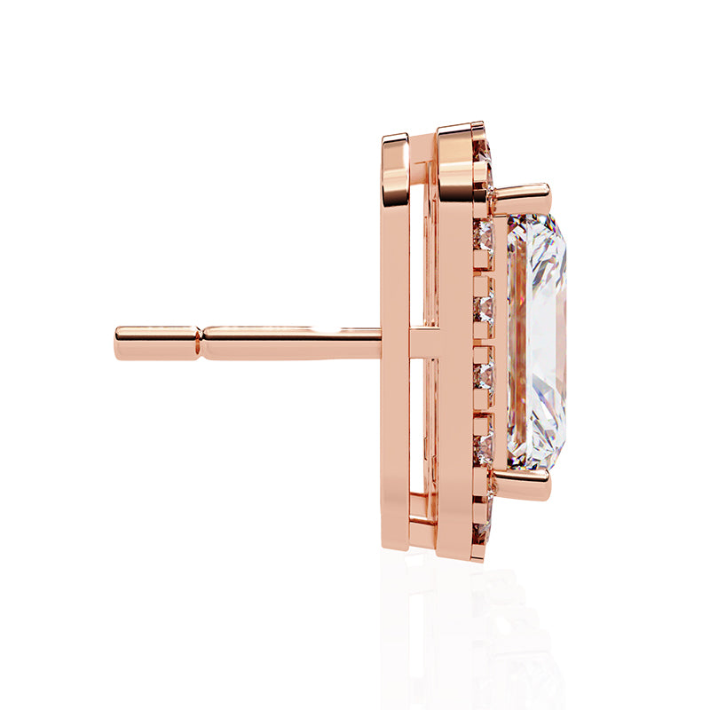 Crystal Frame Rose Gold Earrings