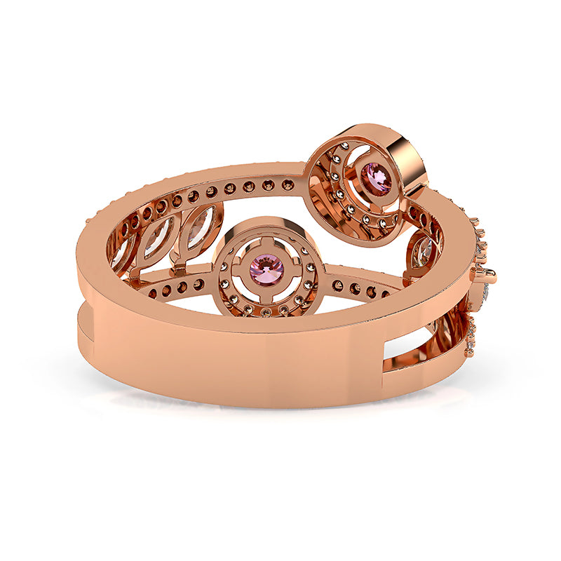 Rose Gold Star studded ring in 925 Silver